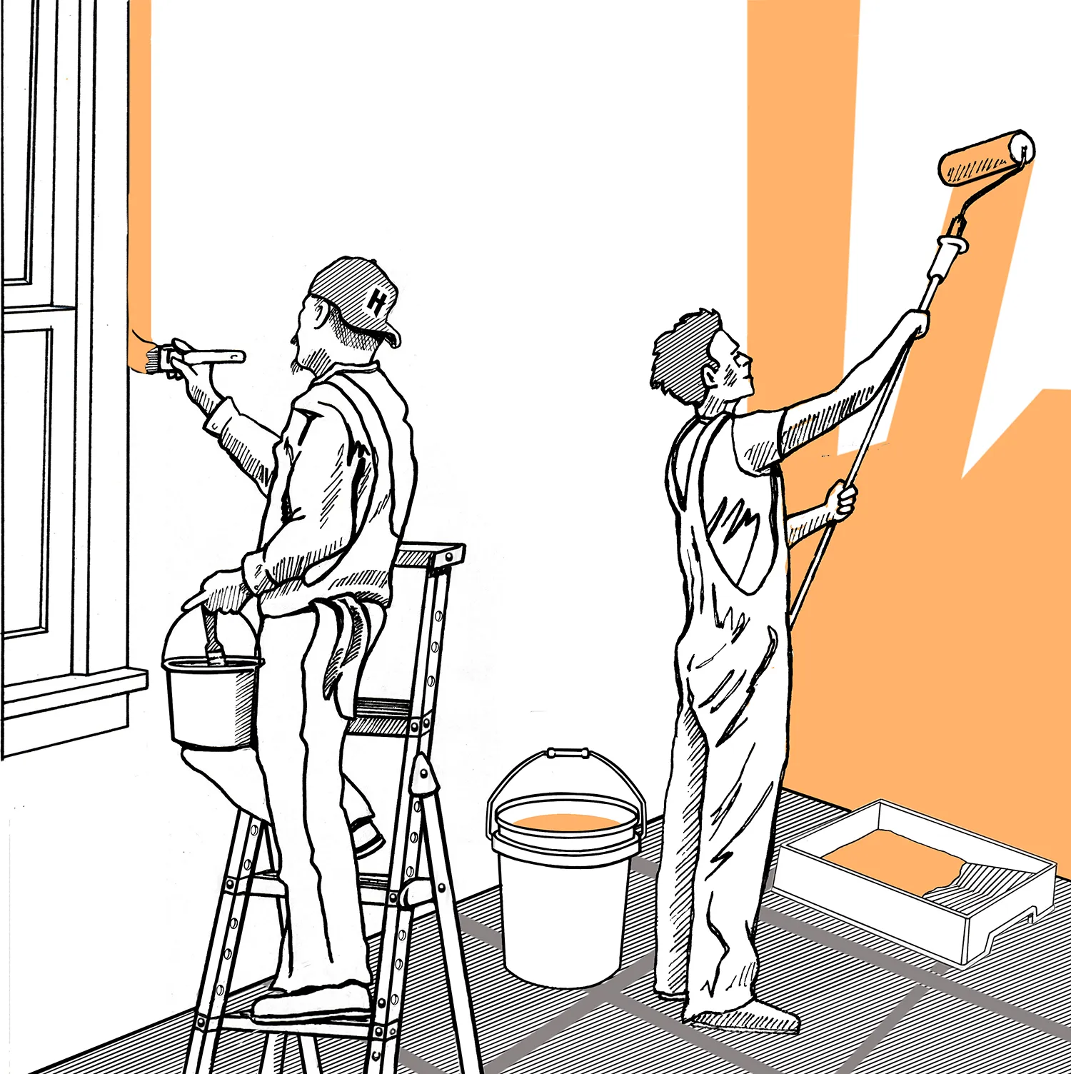illustration of two painters at work